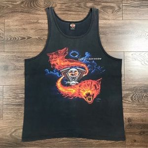 Harley-Davidson Motorcycles Columbia Missouri 1995 Vintage Wolf Pack Tank Top L